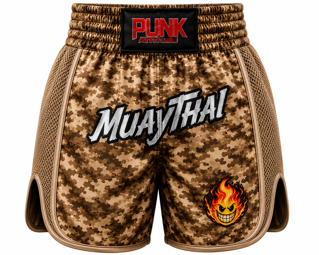 Coleção short Muay Thai bordado camuflado