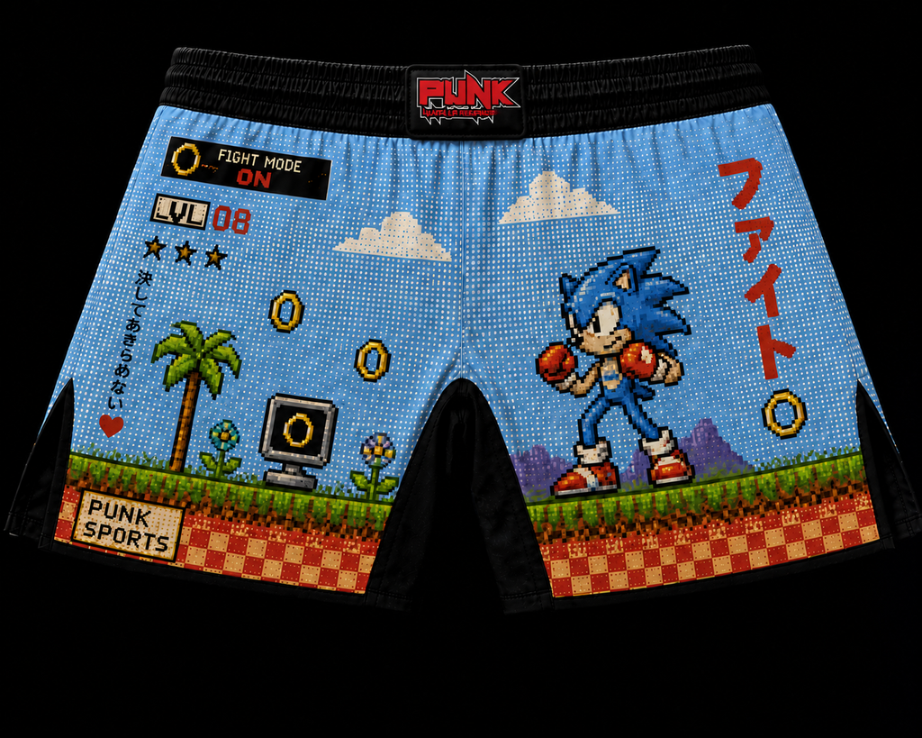 Short Muay Thai/Treino/Passeio Sublimado Sonic Adulto/Infantil Punk