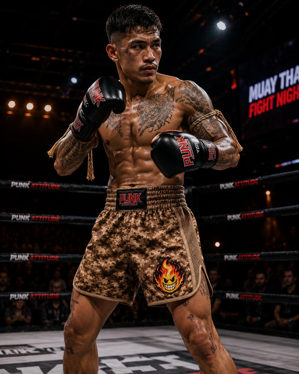 Coleção short Muay Thai bordado camuflado