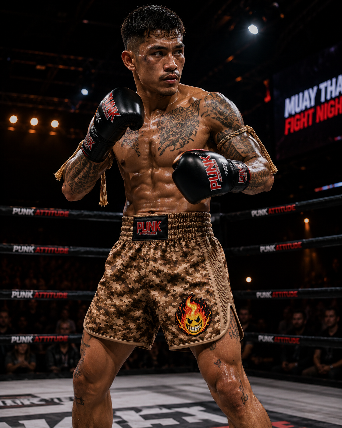 Coleção short Muay Thai bordado camuflado