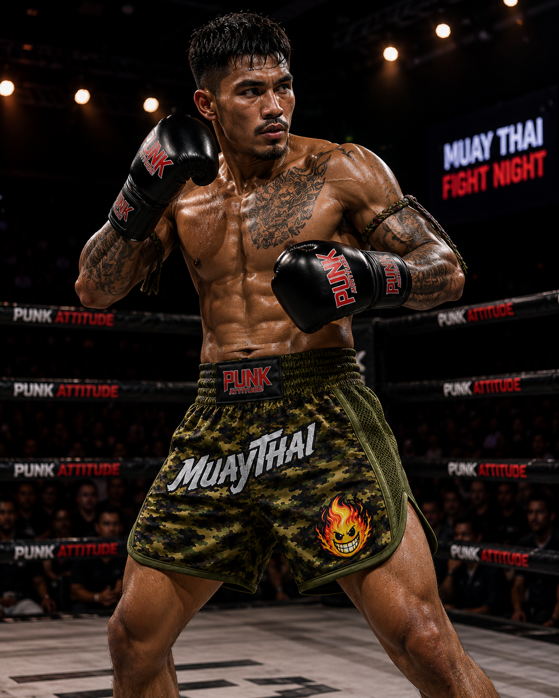 Coleção short Muay Thai bordado camuflado