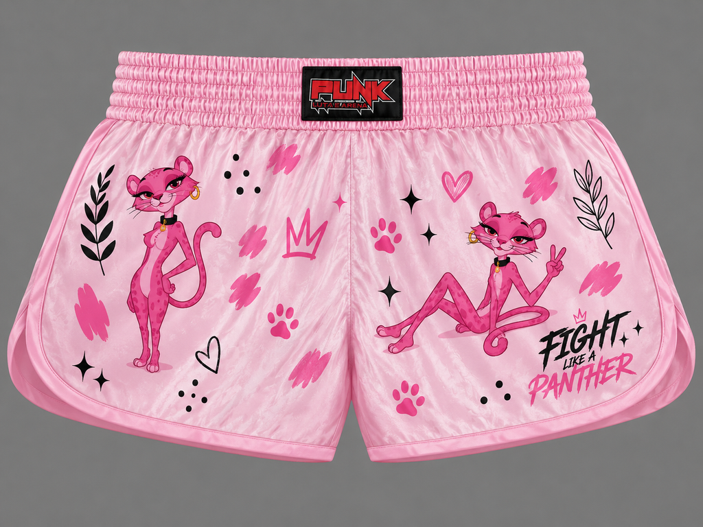 Short Muay Thai/Treino/Passeio Feminino Sublimado Pantera Infantil/Adulto Punk