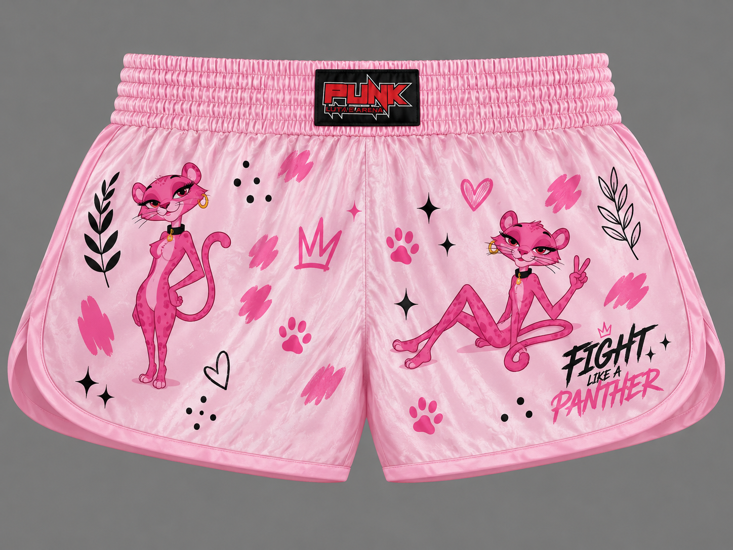 Short Muay Thai/Treino/Passeio Feminino Sublimado Pantera Infantil/Adulto Punk