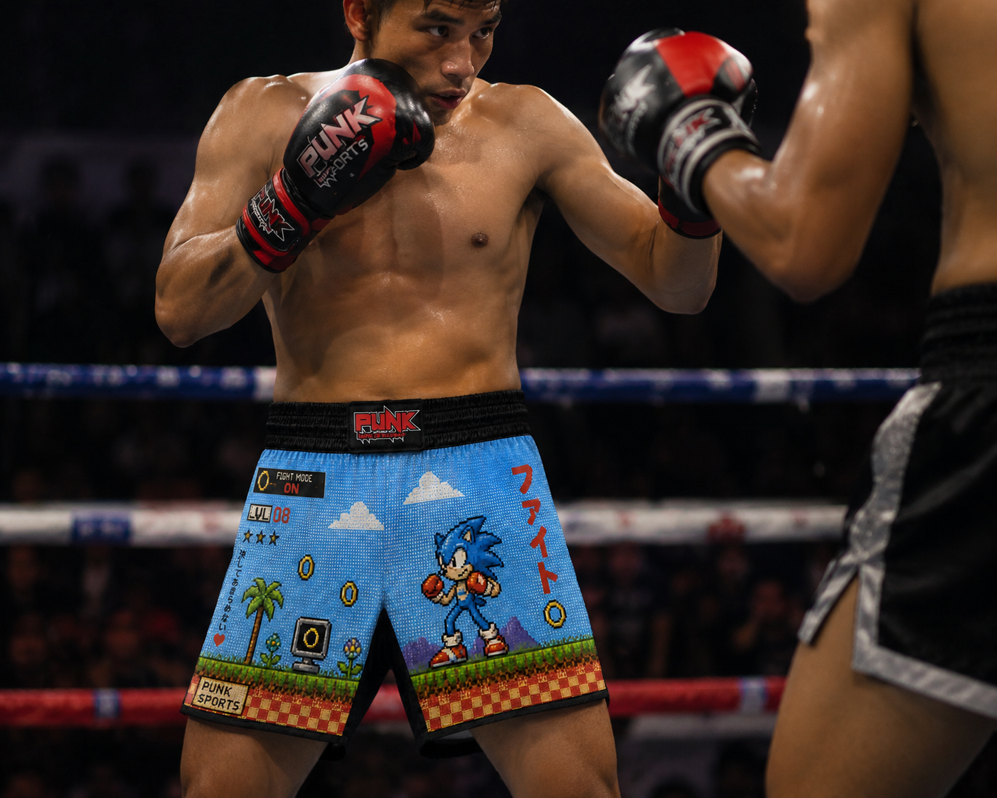 Short Muay Thai/Treino/Passeio Sublimado Sonic Adulto/Infantil Punk